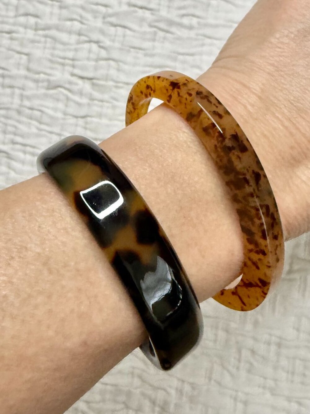 J.Crew Set Of 2 Thin & Thick Acetate Tortoise Style Cuff Bracelets SZ S/M